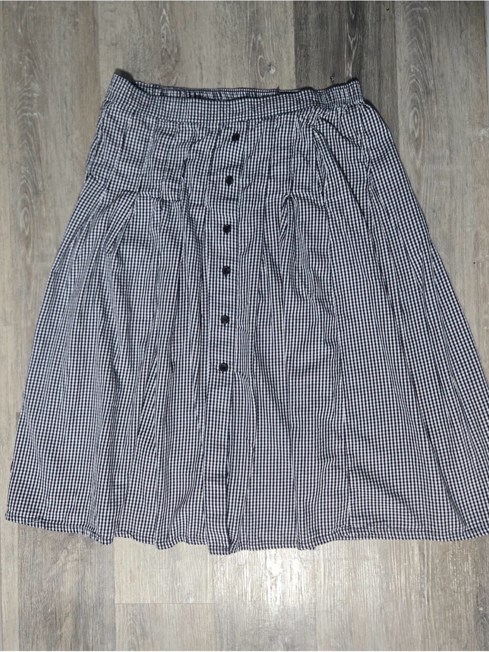 Gingham Button Front Women's XL Midi Edgy Grunge Cottagecore Pocket Skirt
